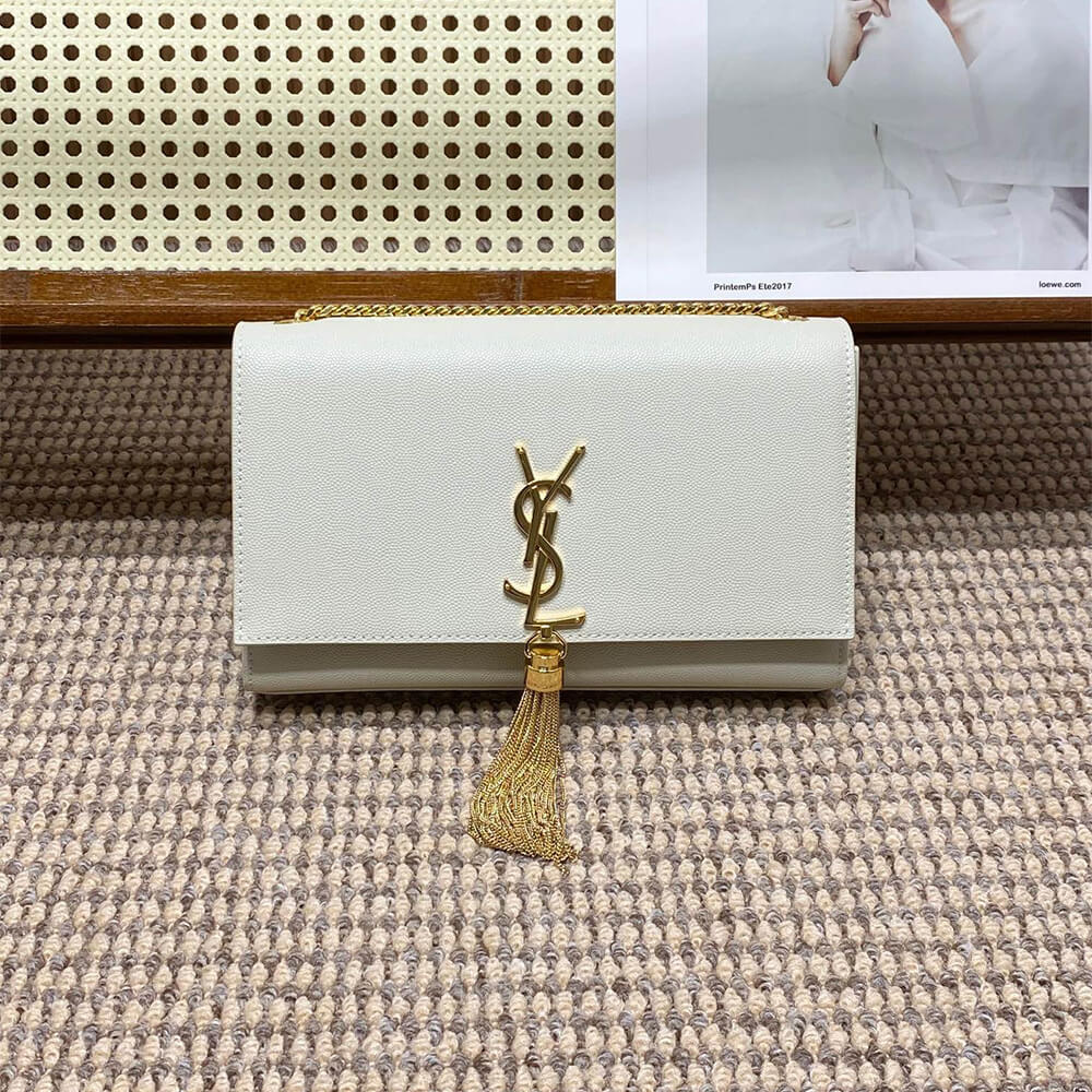 YSL kate medium tassel in grain de poudre embossed leather