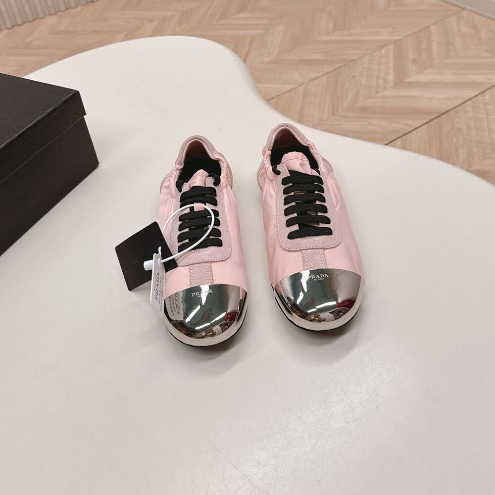 PRADA Collapse Re-Nylon and suede sneakers with metal toecap
